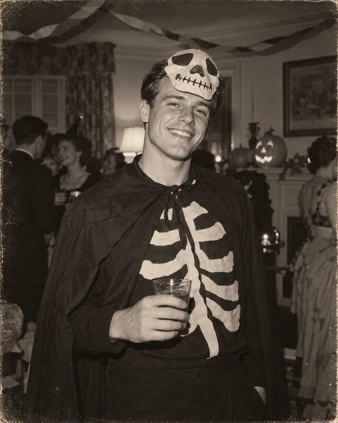 Vintage Halloween Photo Booth — AI-created style illustration